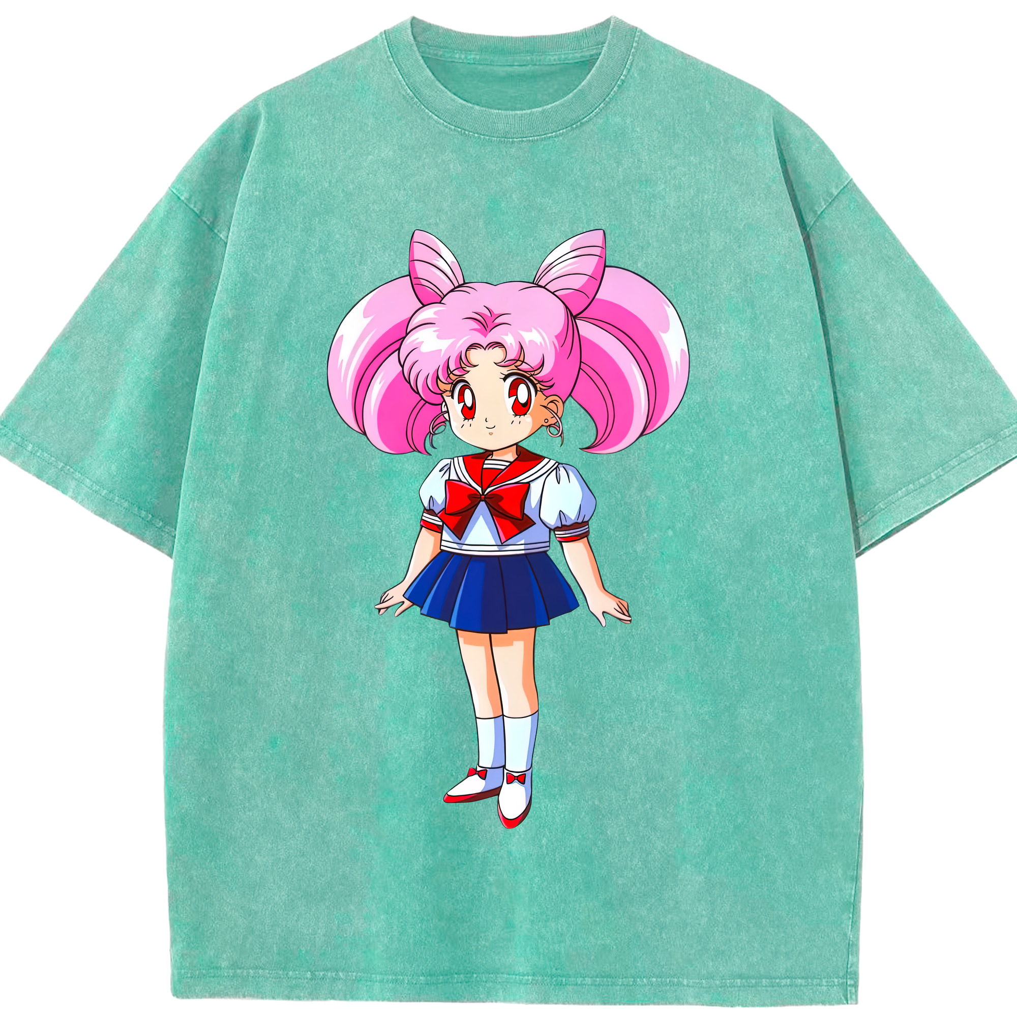 （画像用） 美少女戦士セーラームーン ちびうさ Sailor Moon Chibiusa Tsukino Usagi Small Lady Serenity 綿100% ヴィンテージ風 半袖Tシャツ（フロントプリント）